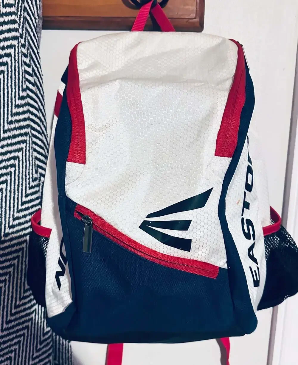Easton BB/SB Player Backpack White Red Navy Baseball Softball Bag